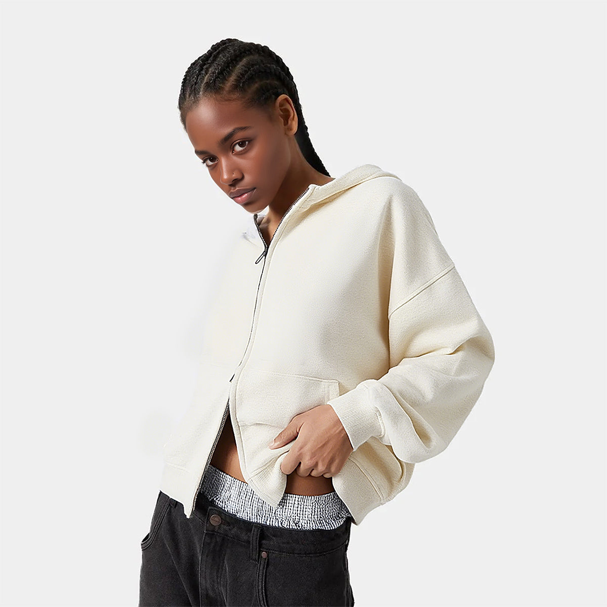 Theorem_5 Cropped Zip Hoodie