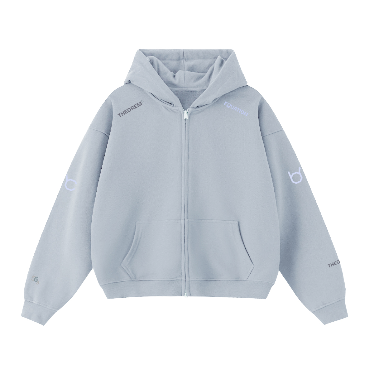 Theorem Equation 56.3 — Cropped Zip Hoodie (White / Light Blue / Smoky Gray)