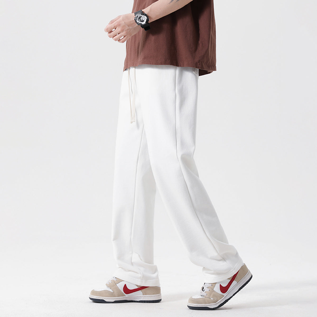 BrandoLa: soLO Border’d Sweatpant - White + Apricot